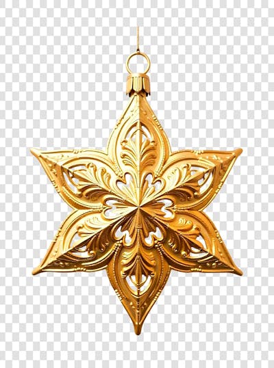 Estrela Dourada Ornamento Natal Ano Novo PNG Transparente