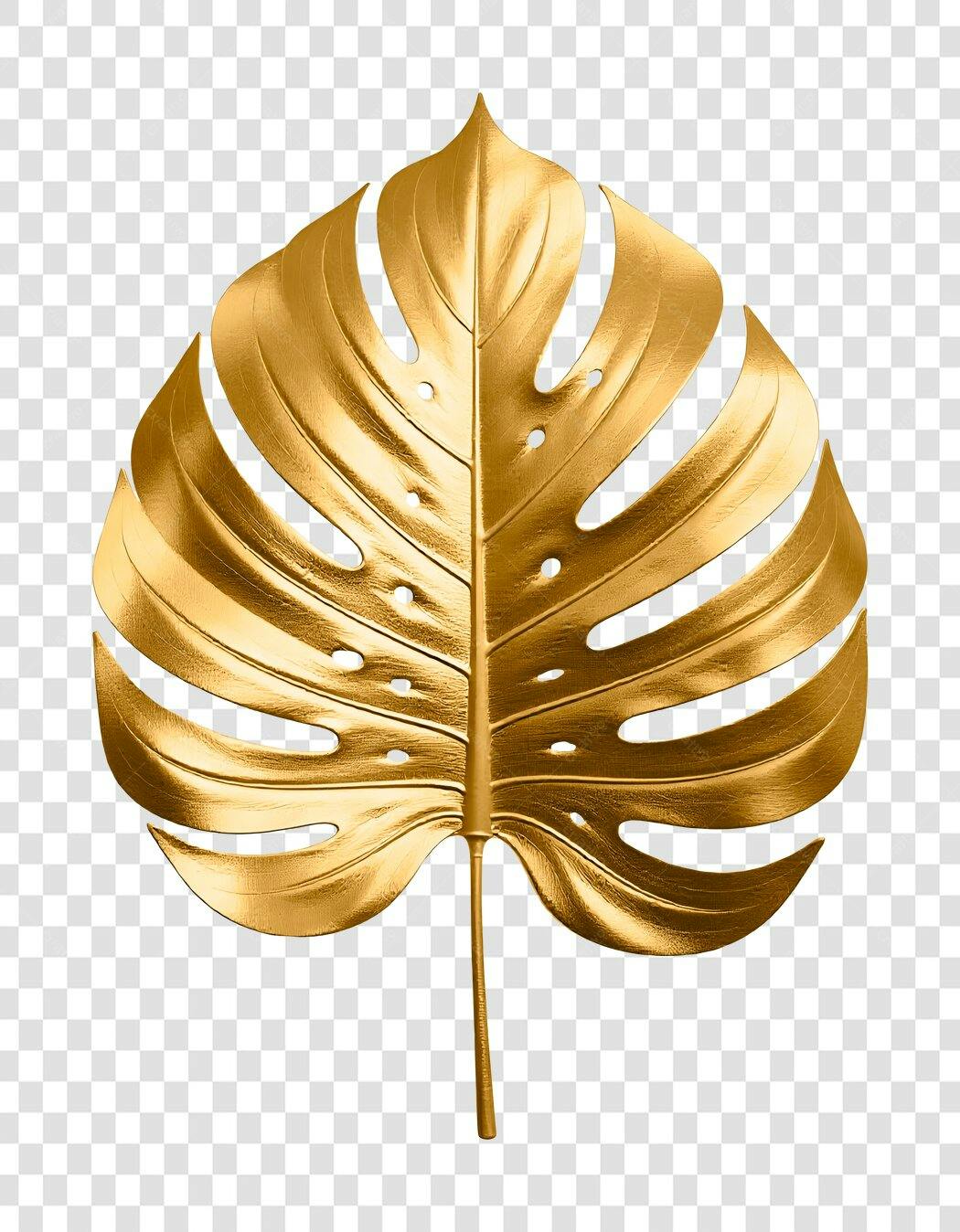 Elemento decorativo Folha Dourada PNG com fundo transparente