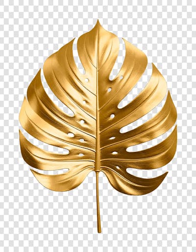 Folha de Monstera Costela de Adão Dourada Decoração de Ano Novo PNG Transparente