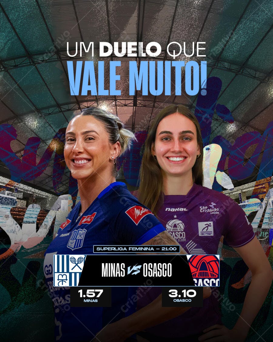 Flyer Superliga Feminina de Vôlei PSD Editável