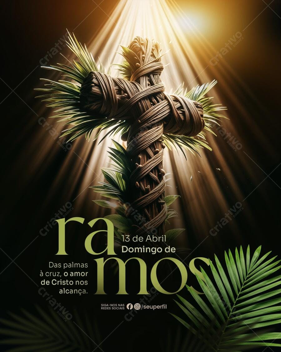 Flyer Domingo de Ramos 13 de Abril PSD Editável