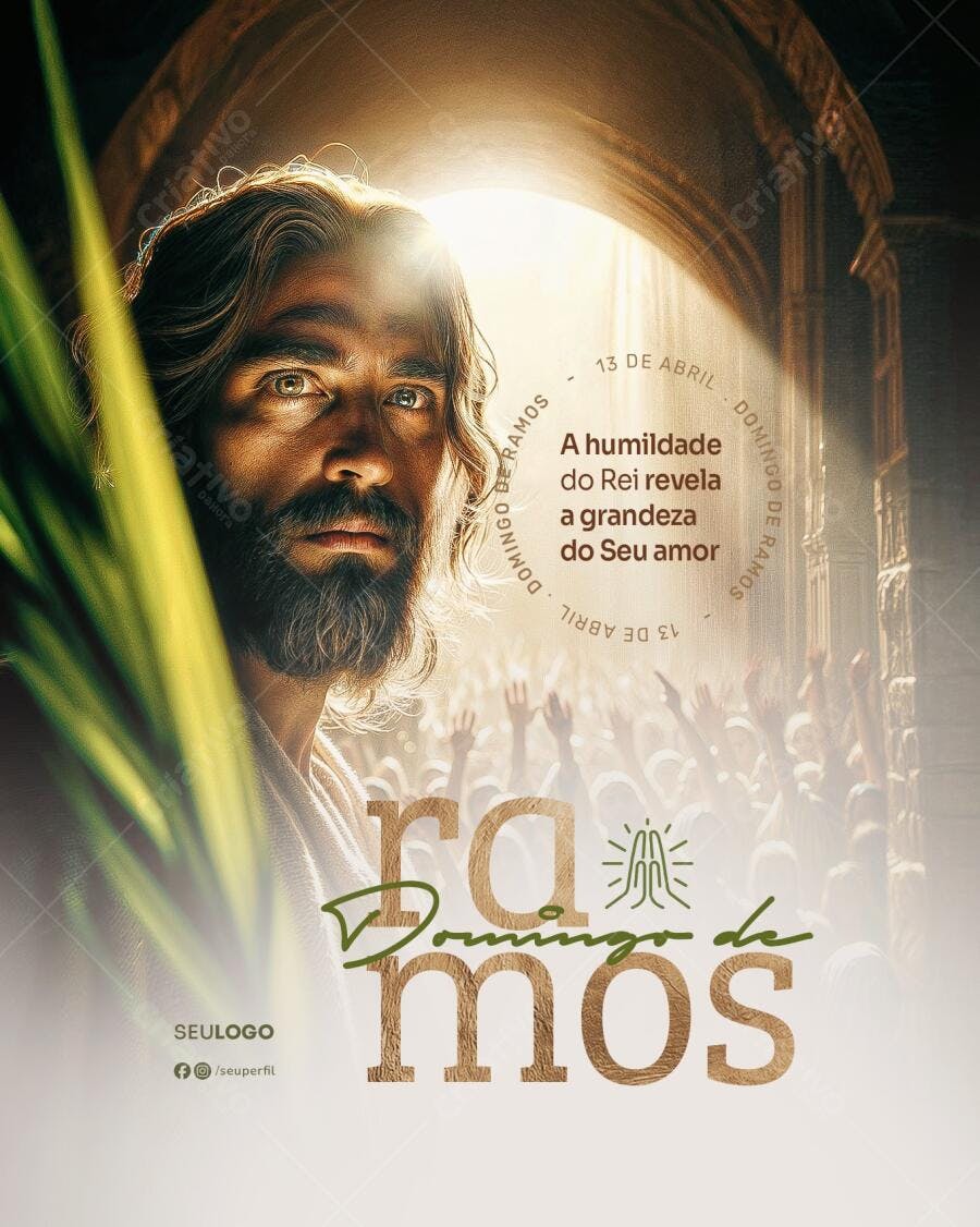 Flyer Domingo de Ramos 13 de Abril PSD Editável