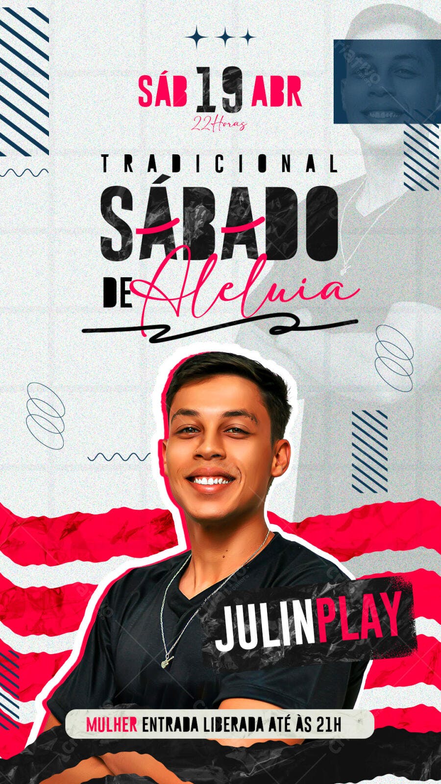 Flyer Sábado de Aleluia com JulinPlay PSD Editável