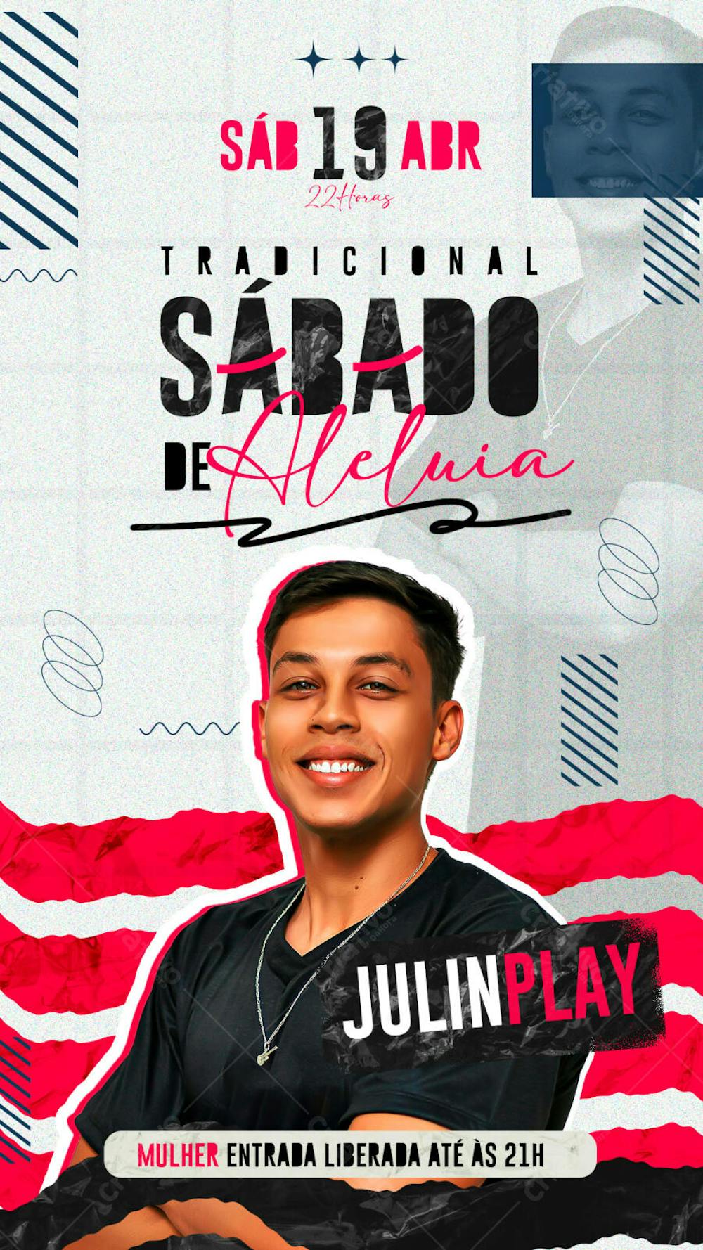 FLYER TRADICIONAL SÁBADO DE ALELUIA EVENTO ARTISTA