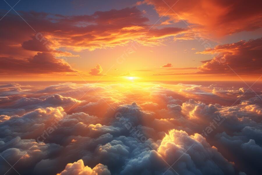 Por do Sol Laranja sobre Nuvens