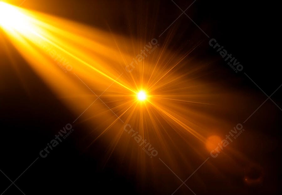 Raios de luz dourados fundo preto