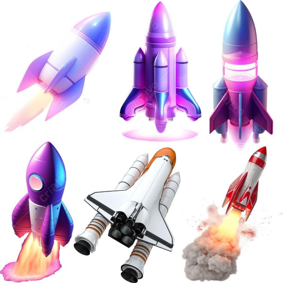 Kit de ícones de foguetes coloridos Editável no Canva
