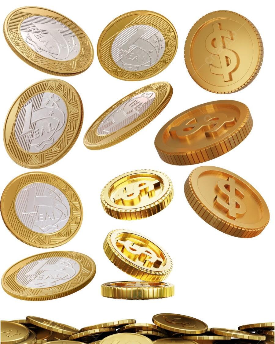 Template de Apresentação Financeira com Moedas Douradas Editável no Canva