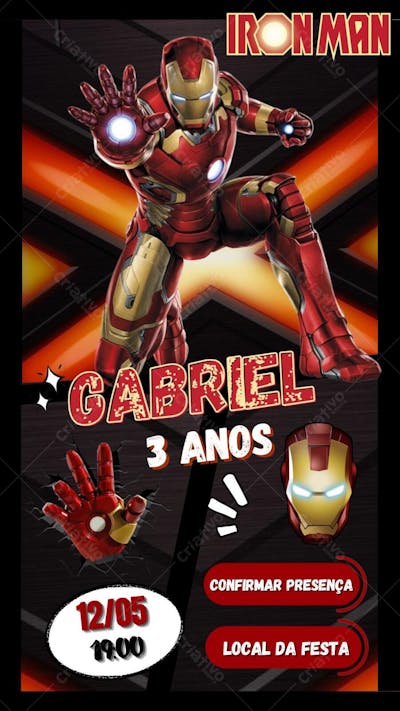convite infantil iron man