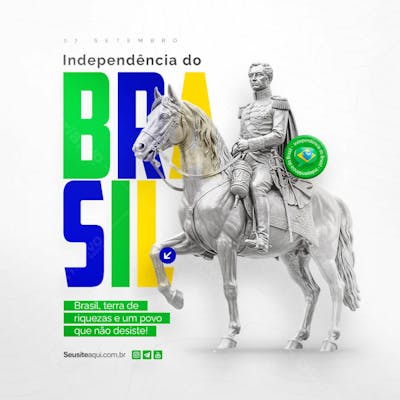 Dia da Independência do Brasil 07 de Setembro Social Media PSD Editável