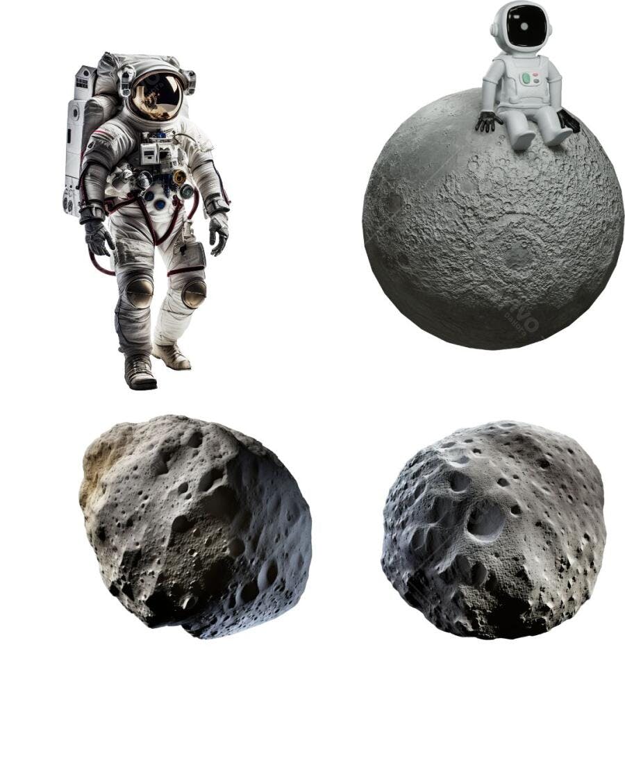 Template de Apresentação Astronauta e Asteroides Editável no Canva