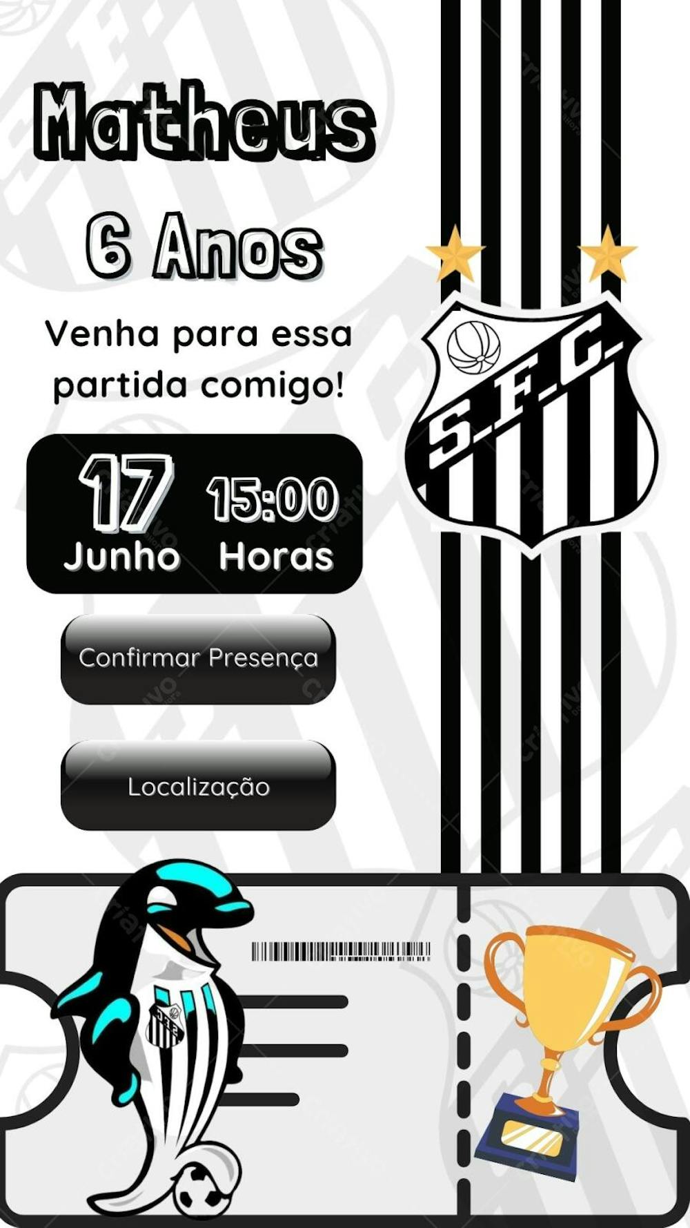 convite infantil Santos