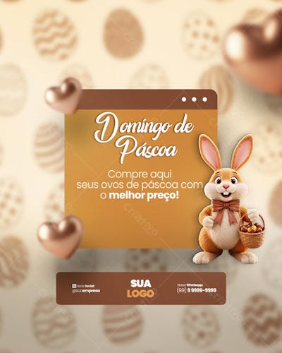 FELIZ PÁSCOA OFERTAS OVOS DE PÁSCOA Social Media PSD Editável 
