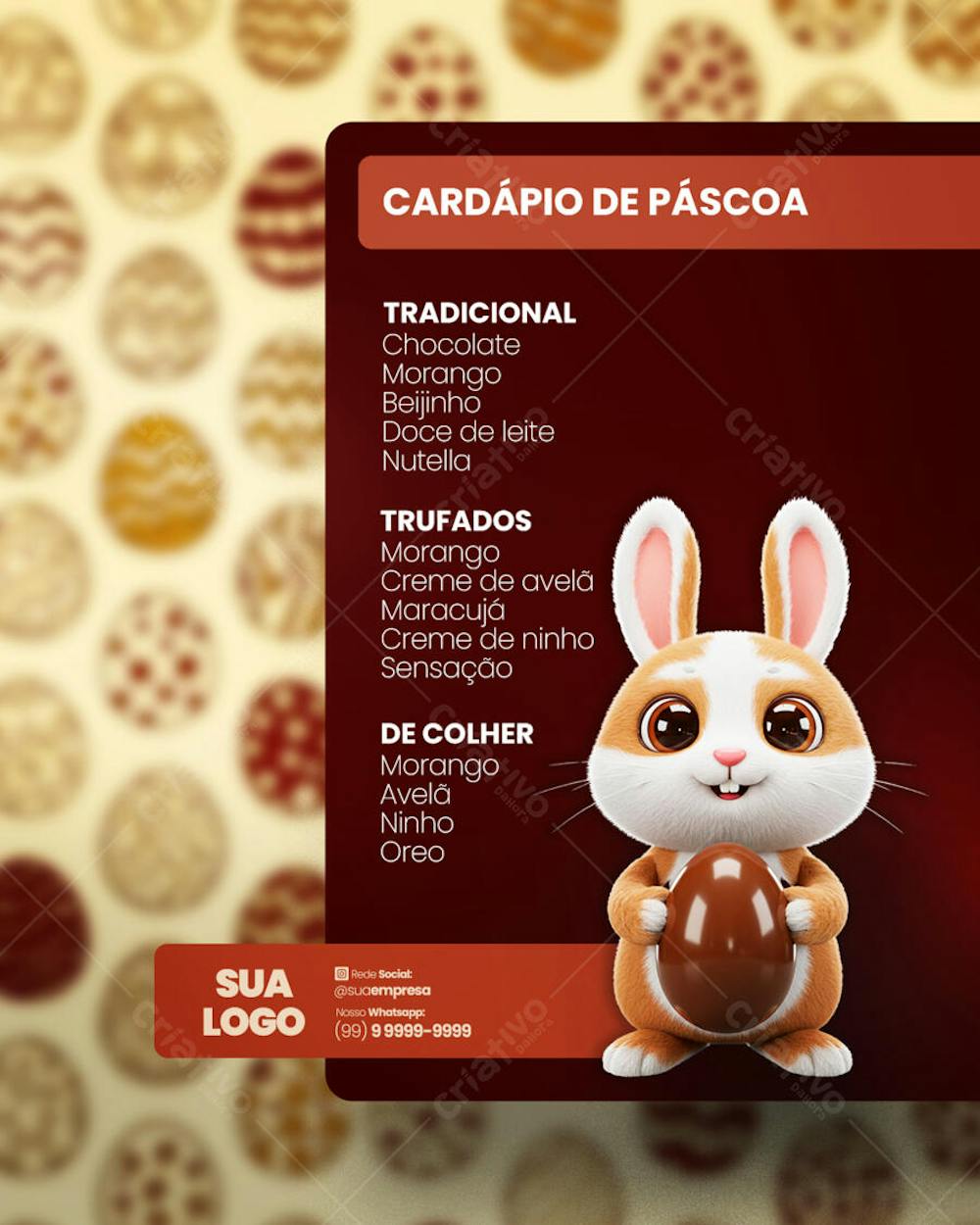 FELIZ PÁSCOA OFERTAS OVOS DE PÁSCOA Social Media PSD Editável 