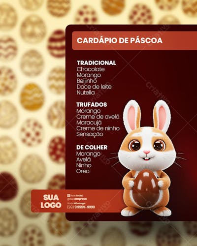 FELIZ PÁSCOA OFERTAS OVOS DE PÁSCOA Social Media PSD Editável 