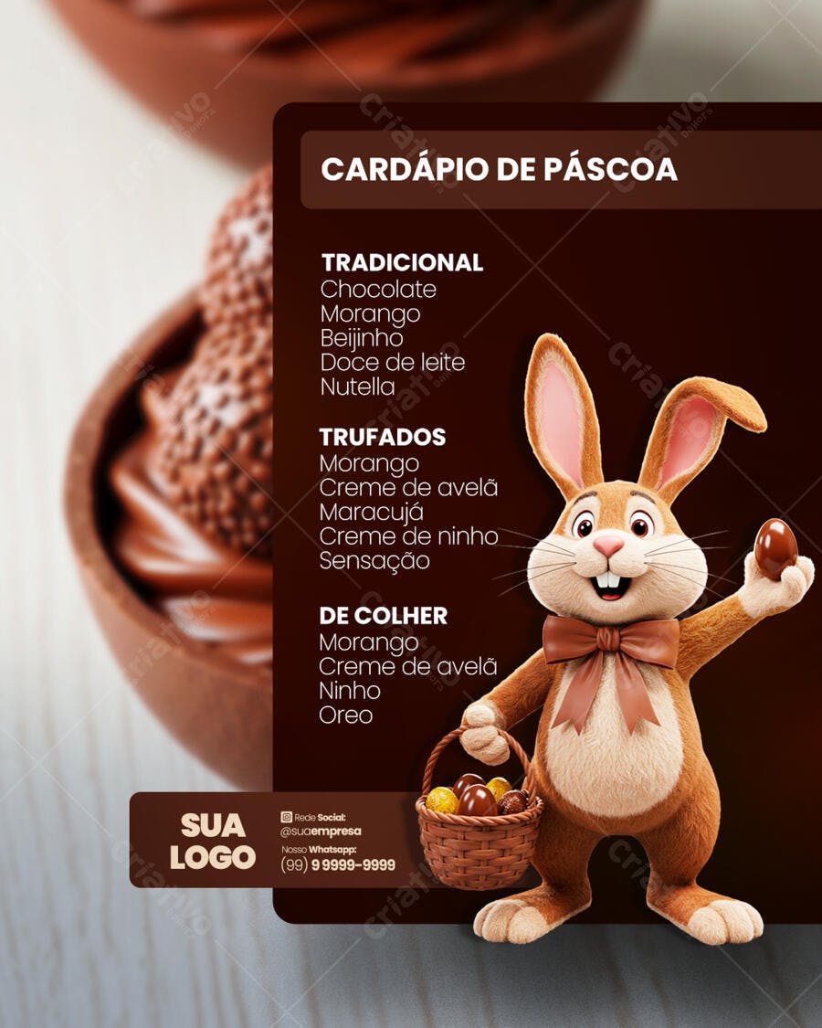 Cardápio de Páscoa PSD Editável