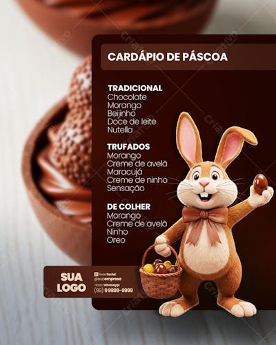 FELIZ PÁSCOA OFERTAS OVOS DE PÁSCOA Social Media PSD Editável 