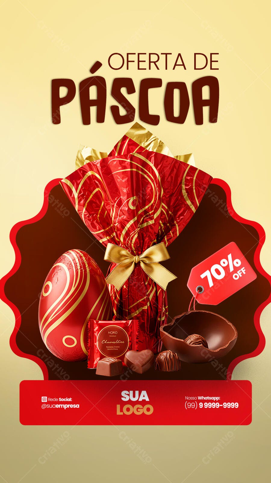 Flyer Páscoa com Oferta 70% OFF PSD Editável