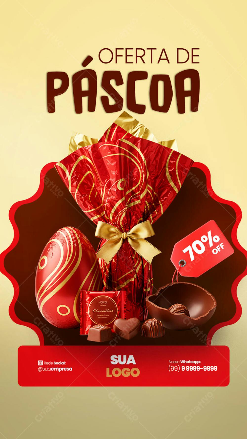 FELIZ PÁSCOA OFERTAS OVOS DE PÁSCOA Social Media PSD Editável 