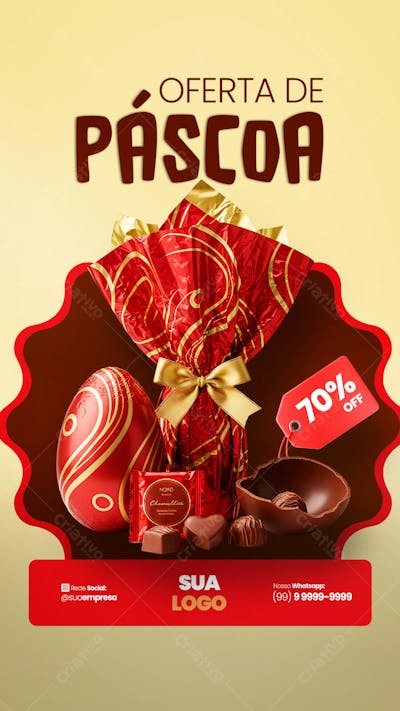 FELIZ PÁSCOA OFERTAS OVOS DE PÁSCOA Social Media PSD Editável 