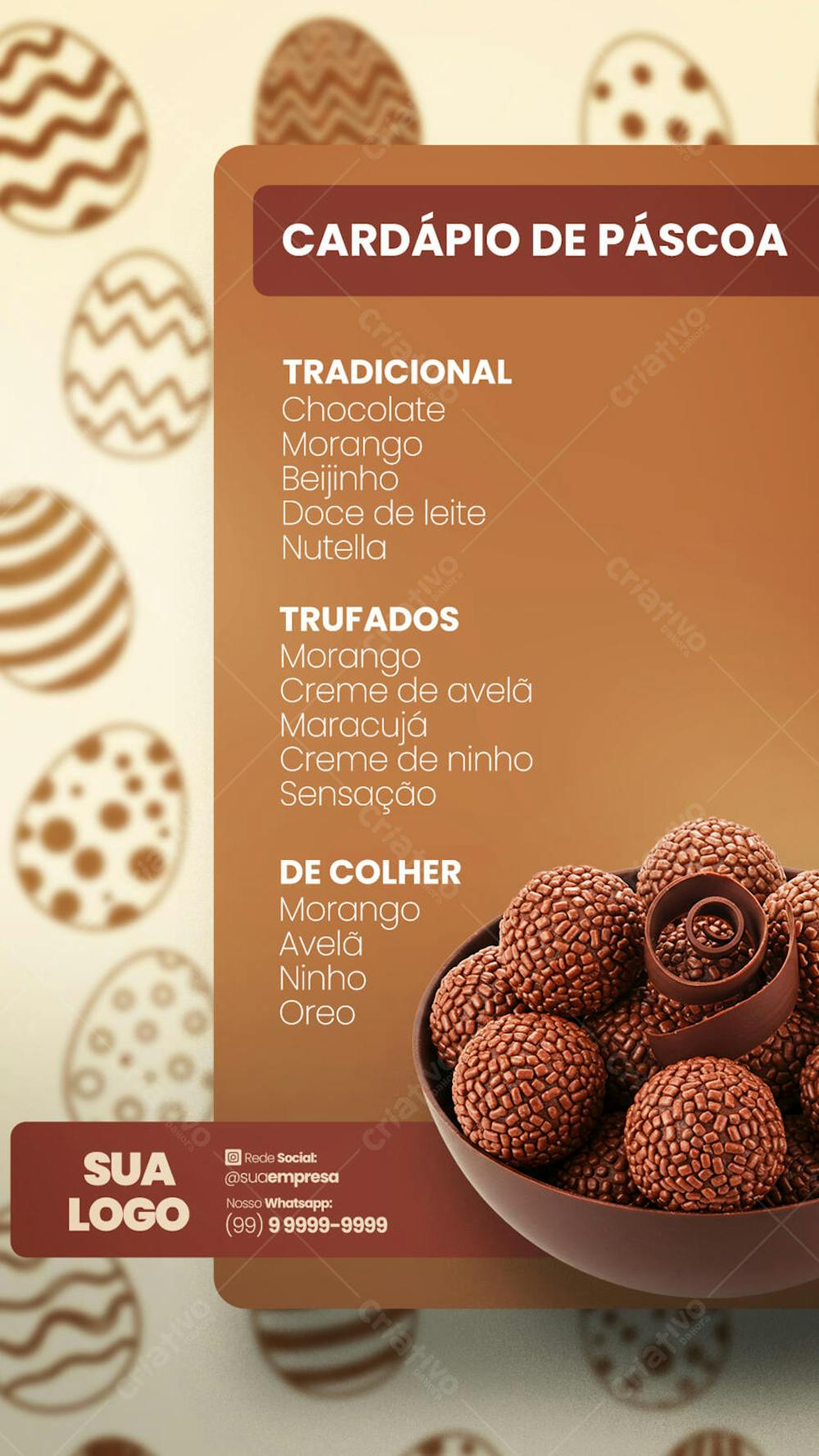 FELIZ PÁSCOA OFERTAS OVOS DE PÁSCOA Social Media PSD Editável 
