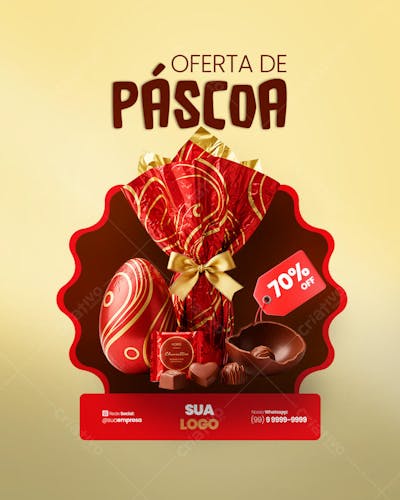 FELIZ PÁSCOA OFERTAS OVOS DE PÁSCOA Social Media PSD Editável 
