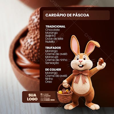 FELIZ PÁSCOA OFERTAS OVOS DE PÁSCOA Social Media PSD Editável 