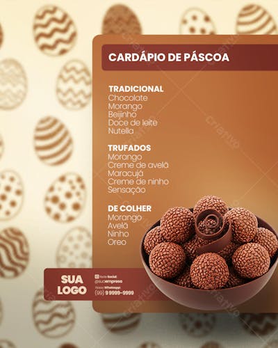FELIZ PÁSCOA OFERTAS OVOS DE PÁSCOA Social Media PSD Editável 