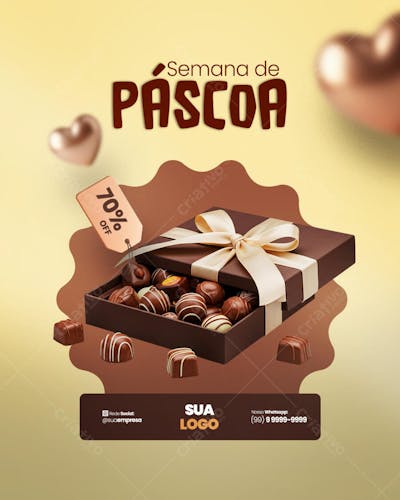 FELIZ PÁSCOA OFERTAS OVOS DE PÁSCOA Social Media PSD Editável 