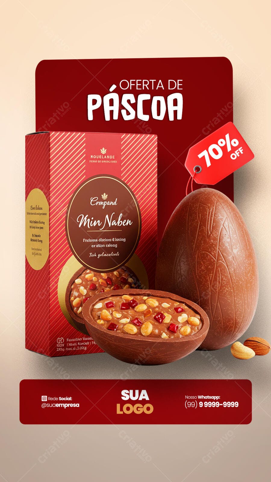 Flyer Páscoa com Ovo de Chocolate PSD Editável