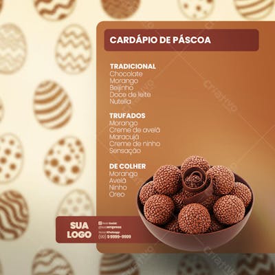 FELIZ PÁSCOA OFERTAS OVOS DE PÁSCOA Social Media PSD Editável 
