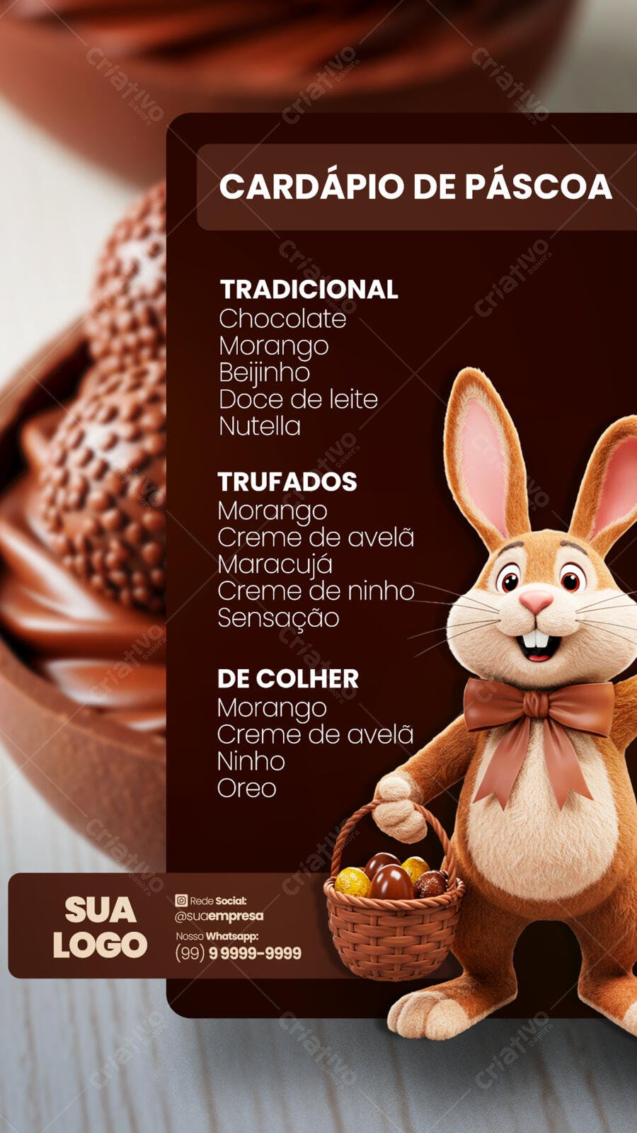 Cardápio de Páscoa PSD Editável