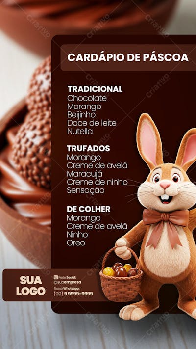 FELIZ PÁSCOA OFERTAS OVOS DE PÁSCOA Social Media PSD Editável 