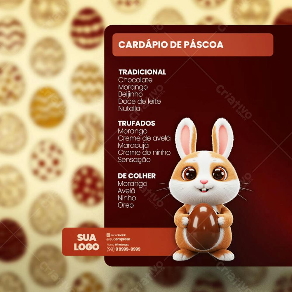 FELIZ PÁSCOA OFERTAS OVOS DE PÁSCOA Social Media PSD Editável 