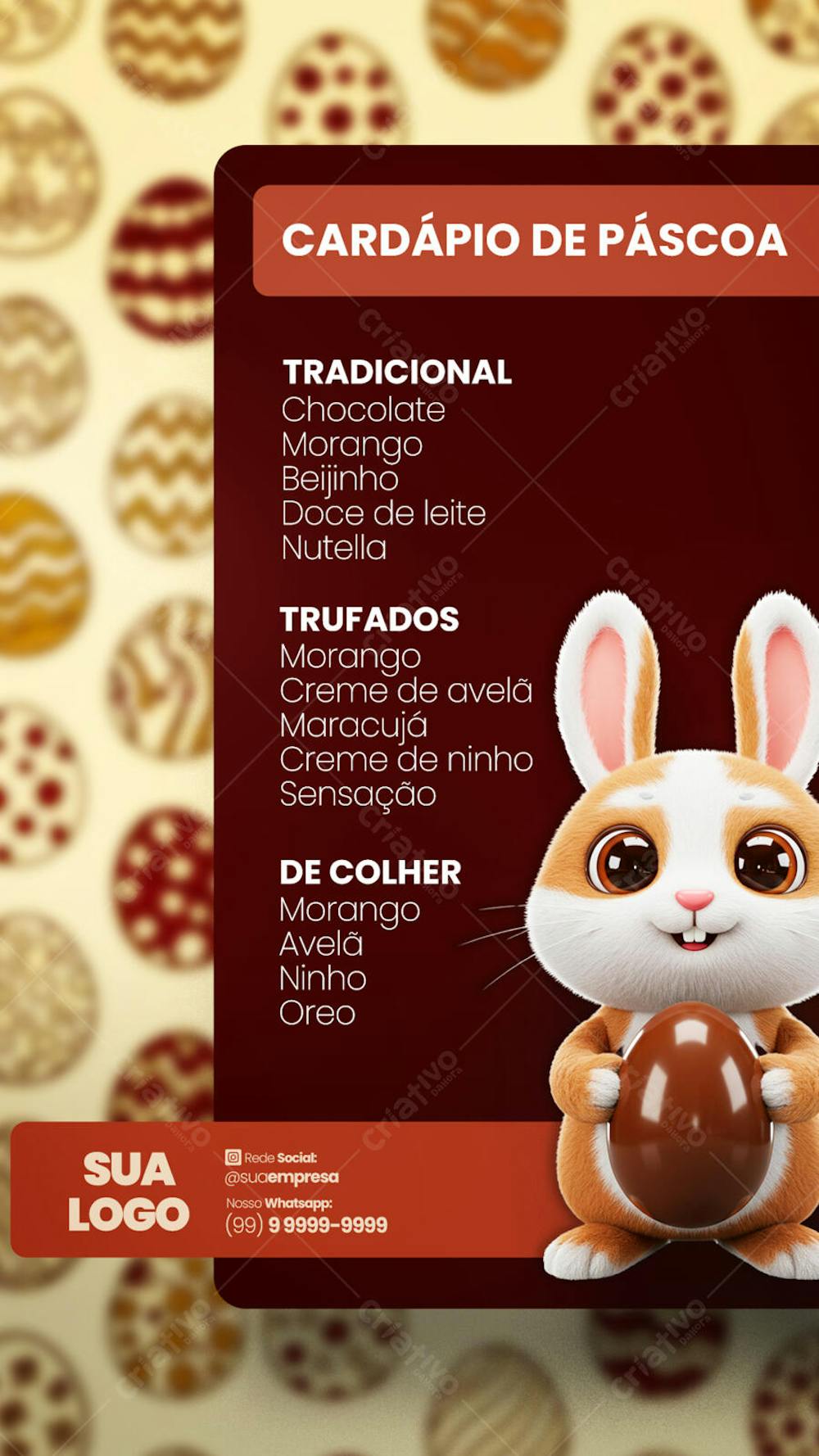 FELIZ PÁSCOA OFERTAS OVOS DE PÁSCOA Social Media PSD Editável 