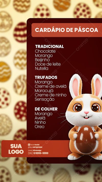 FELIZ PÁSCOA OFERTAS OVOS DE PÁSCOA Social Media PSD Editável 