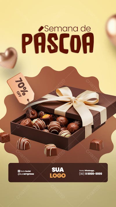 FELIZ PÁSCOA OFERTAS OVOS DE PÁSCOA Social Media PSD Editável 