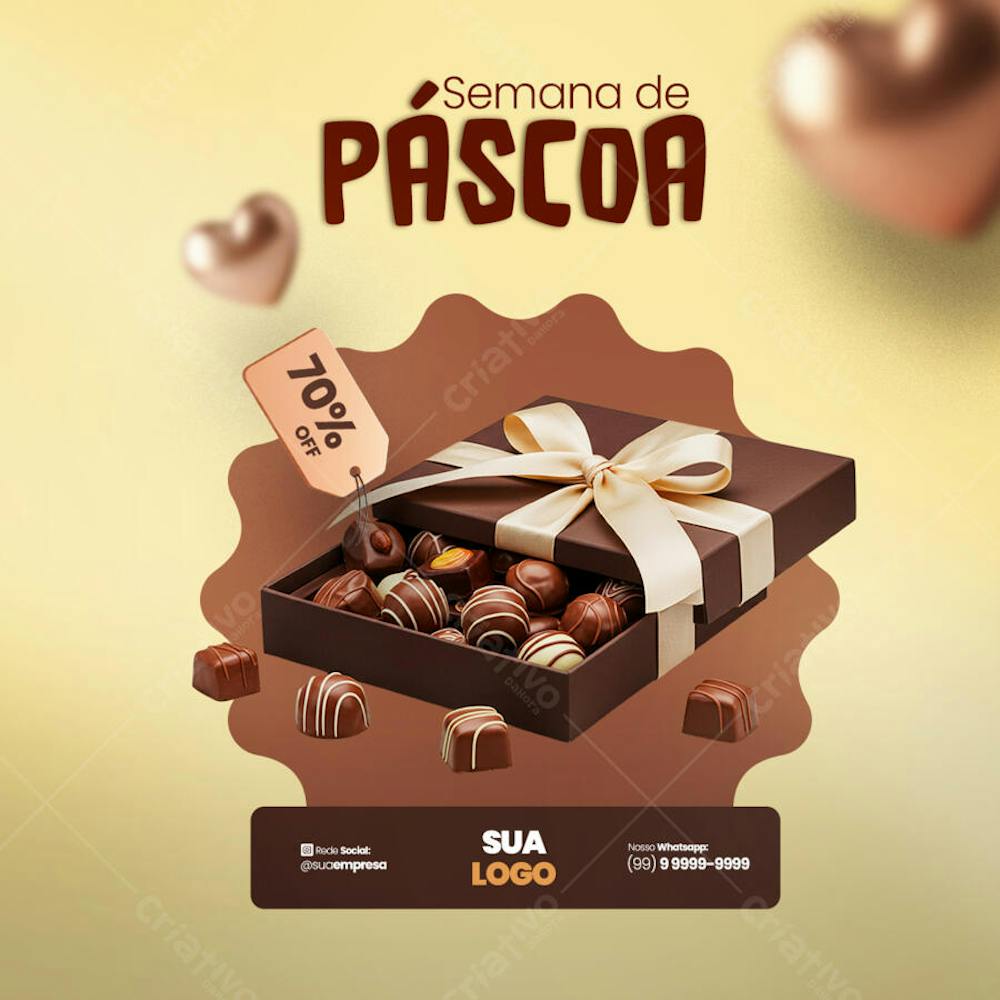 FELIZ PÁSCOA OFERTAS OVOS DE PÁSCOA Social Media PSD Editável 