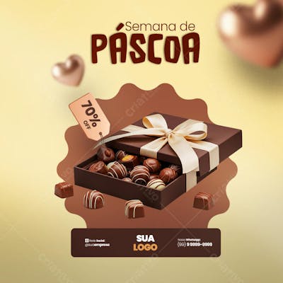 FELIZ PÁSCOA OFERTAS OVOS DE PÁSCOA Social Media PSD Editável 