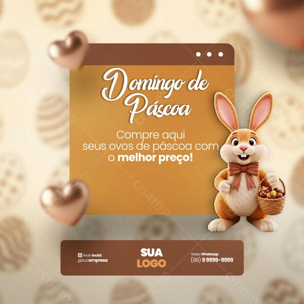 FELIZ PÁSCOA OFERTAS OVOS DE PÁSCOA Social Media PSD Editável 