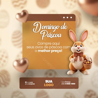 FELIZ PÁSCOA OFERTAS OVOS DE PÁSCOA Social Media PSD Editável 