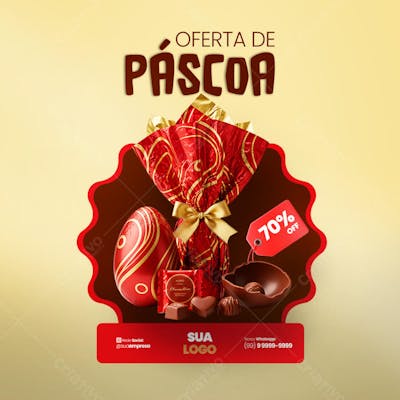FELIZ PÁSCOA OFERTAS OVOS DE PÁSCOA Social Media PSD Editável 