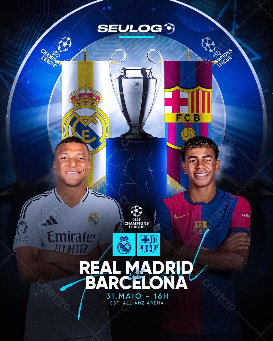 Flyer para Final Real Madrid x Barcelona PSD Editável