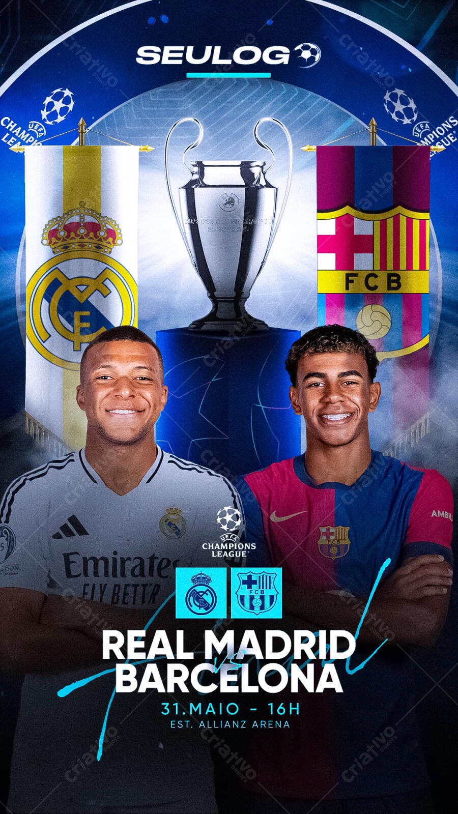 Flyer Real Madrid x Barcelona PSD Editável