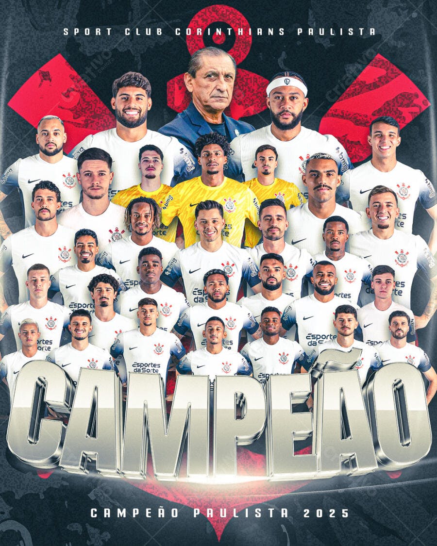 Poster Corinthians Campeão Paulista 2025 PSD Editável