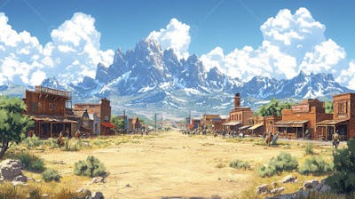 2D video game battle background style western_02