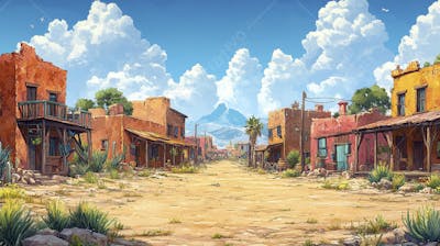 2D video game battle background style western_08
