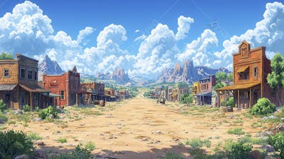 2D video game battle background style western_15
