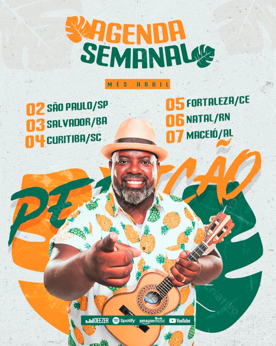 Flyer Agenda Semanal Abril PSD Editável