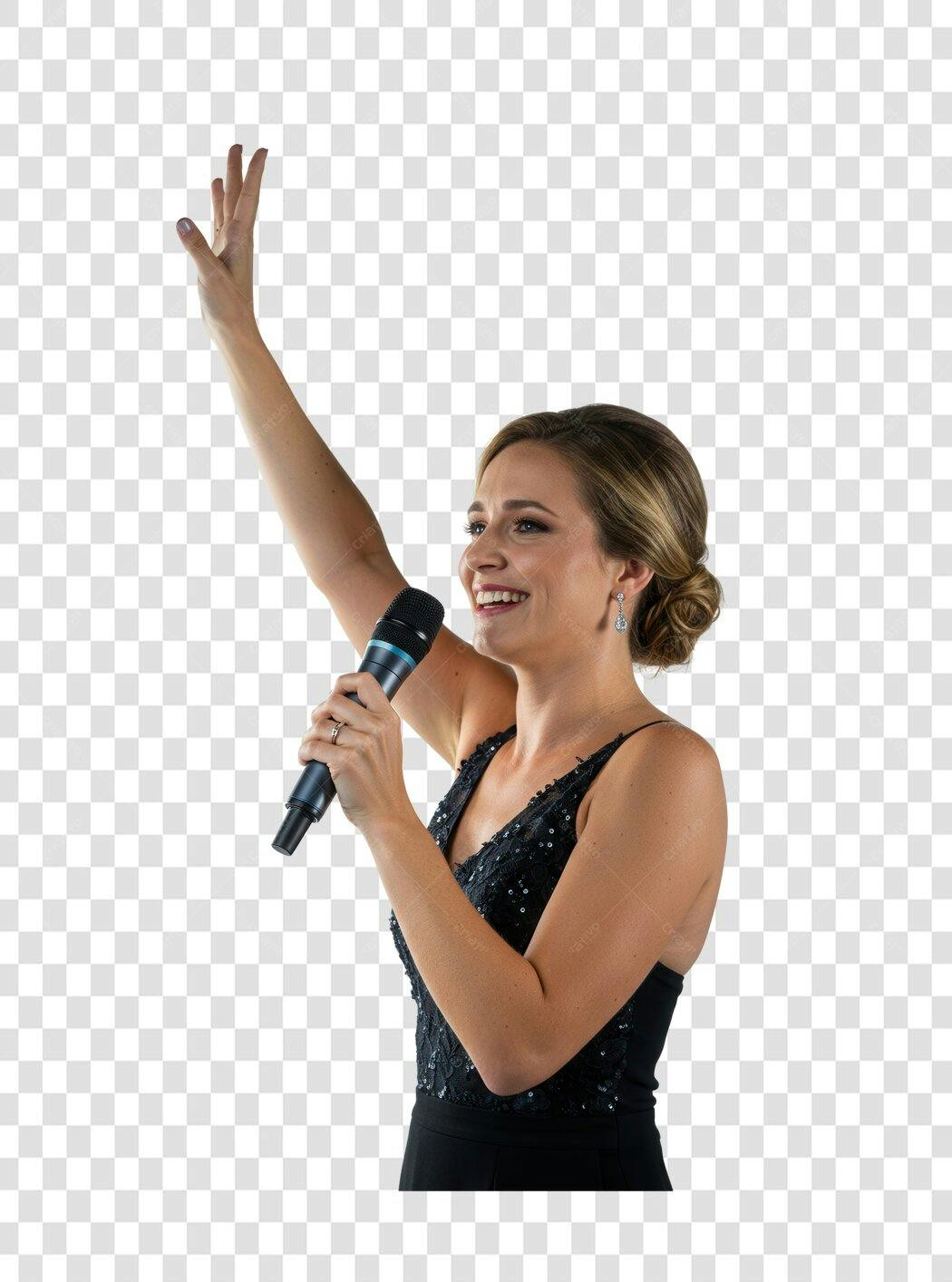 PNG Imagem Cantora microfone fundo transparente